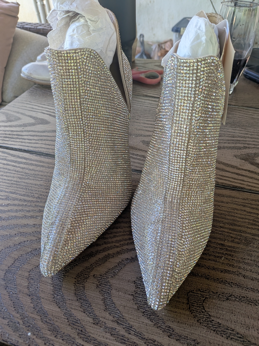 Steve Madden Rhinestone Embellished Pointed Toe Booties - Size 7.5 EUC